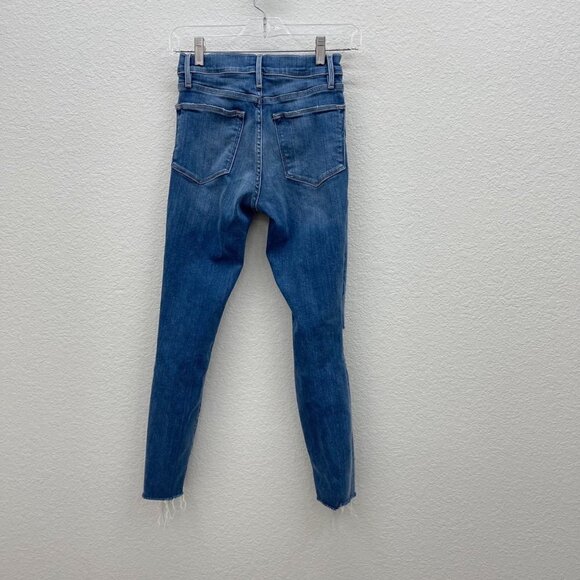 Frame Le High Skinny Crop Organic Stretch Distressed Denim Blue Jeans Womens 26 - Picture 6 of 6